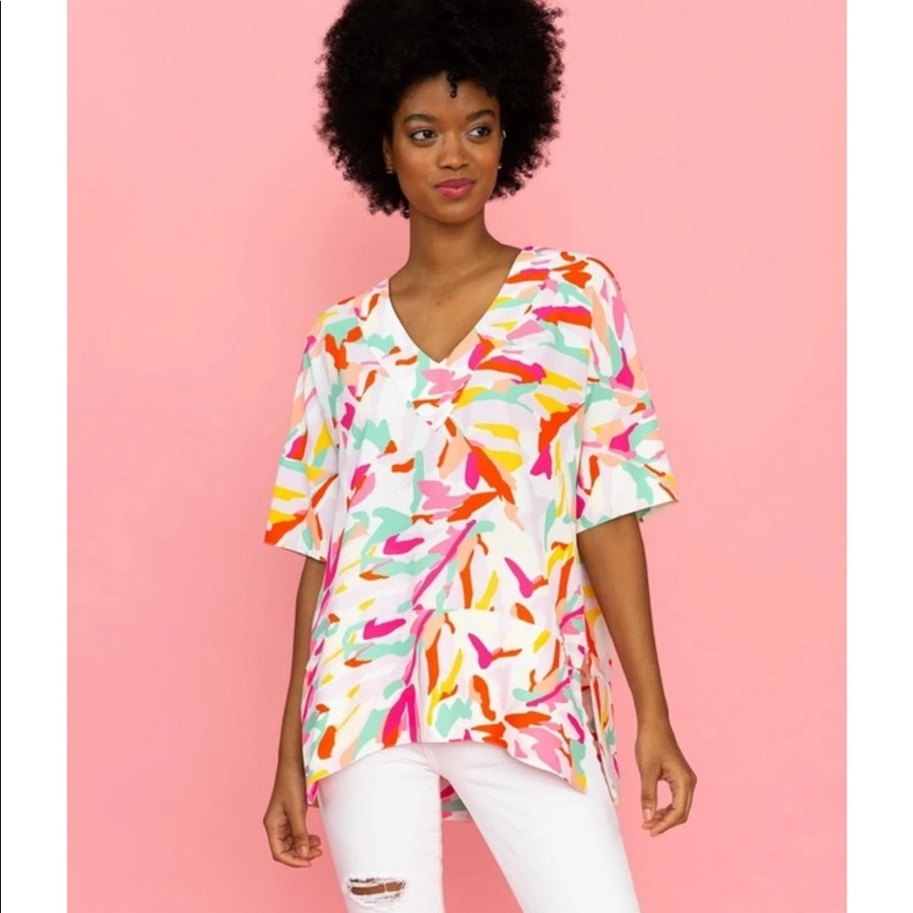NWT CROSBY BY MOLLIE BURCH SUZIE TUNIC IN WATER LILLIES